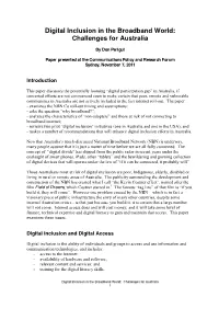 Digital Inclusion in the Broadband World: Challenges for Australia
