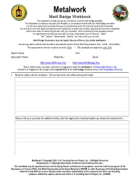 Metalwork Merit Badge Workbook This Workbook Can Help You but You Still Need to Read the Merit Badge Pamphlet
