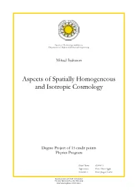 Aspects of Spatially Homogeneous and Isotropic Cosmology