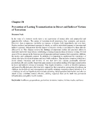 Chapter 30 Prevention of Lasting Traumatization in Direct and Indirect Victims of Terrorism