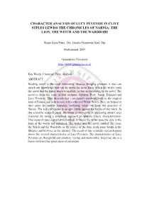 Character Analysis of Lucy Pevensie in Clive Stples Lewis S the Chronicles of Narnia: the Lion, the Witch and the Wardrobe