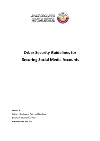 Cyber Security Guidelines for Securing Social Media Accounts