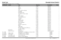 Shelf List Rosalia School District All Ranges and Prefixes in the Collection