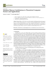 Solomon Marcus Contributions to Theoretical Computer Science and Applications