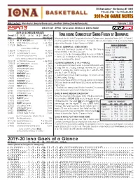 2019-20 Game Notes