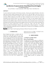 An Effective Framework for Cloud Based Search Engine Dr