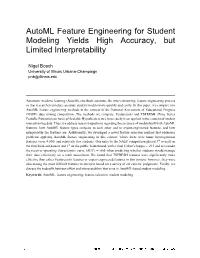 Automl Feature Engineering for Student Modeling Yields High Accuracy, but Limited Interpretability