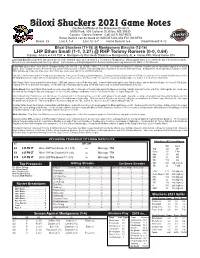 Biloxi Shuckers 2021 Game Notes
