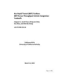 Bus Rapid Transit (BRT) Toolbox: BRT Person Throughput-Vehicle Congestion Tradeoffs