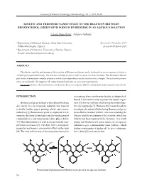 Kinetic and Thermodynamic Study of the Reaction Between Bromocresol Green with Sodium Hydroxide in an Aqueous Solution