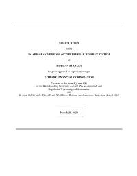 Notification for Prior Approval to Acquire by Merger E*TRADE
