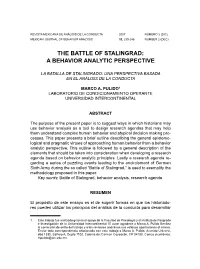 The Battle of Stalingrad: a Behavior Analytic Perspective