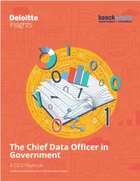 The Chief Data Officer in Government a CDO Playbook