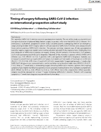 Timing of Surgery Following SARS‐Cov‐2 Infection
