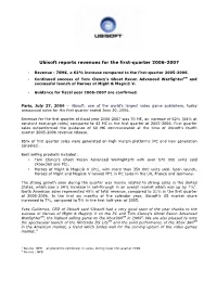 Ubisoft Reports Revenues for the First-Quarter 2006-2007