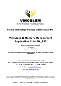 Vinculum II Memory Management Application Note an 157