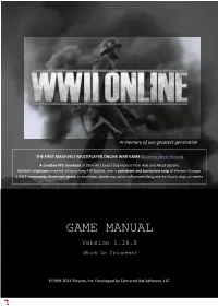 Cornered Rat Software Game WWII ONLINE User Manual