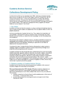 Cumbria Archive Service Collections Development Policy