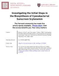 Investigating the Initial Steps in the Biosynthesis of Cyanobacterial Sunscreen Scytonemin