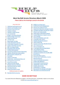 West Norfolk Service Directory March 2020 Please Click on the Heading to Jump to the Article