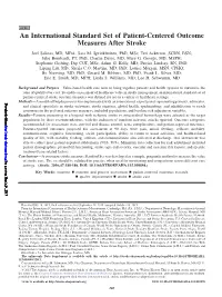 An International Standard Set of Patient-Centered Outcome Measures After Stroke