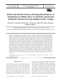 Biotic and Abiotic Factors Affecting Distributions of Megafauna in Diffuse Flow on Andesite and Basalt Along the Eastern Lau Spreading Center, Tonga