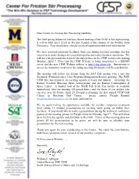 Dear Center for Friction Stir Processing Members, the 2008