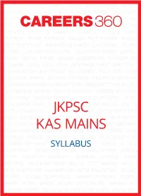 Jkpsc Kas Mains Syllabus General Studies