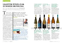 Lighter Wines for Summer Drinking