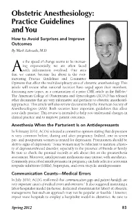 Obstetric Anesthesiology: Practice Guidelines and You How to Avoid Surprises and Improve Outcomes by Mark Zakowski, M.D