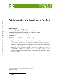 Particle Production and Deconfinement Threshold