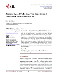 Account Based Ticketing: the Benefits and Drivers for Transit Operators