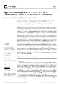 Application of Biodegradable PLGA-PEG-PLGA/CPC Composite Bone Cement in the Treatment of Osteoporosis
