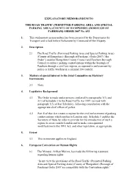Explanatory Memorandum to the Road