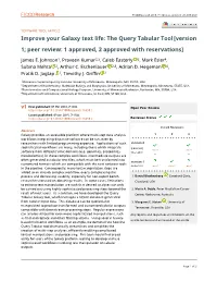 Improve Your Galaxy Text Life: the Query Tabular Tool[Version 1; Peer