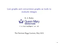 Levi Graphs and Concurrence Graphs As Tools to Evaluate Designs