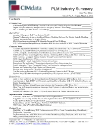 PLM Industry Summary Sara Vos, Editor Vol