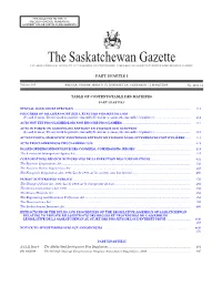 Sask Gazette, Part I, Mar 13, 2009