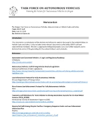 TASK FORCE on AUTONOMOUS VEHICLES Framing the Future for Autonomous Vehicles in Oregon