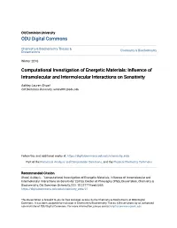 Computational Investigation of Energetic Materials: Influence of Intramolecular and Intermolecular Interactions on Sensitivity