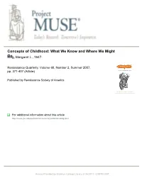Concepts of Childhood: What We Know and Where We Might Go