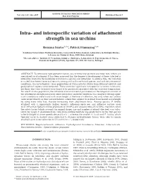 Intra-And Interspecific Variation of Attachment Strength in Sea Urchins