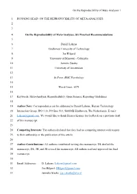 On the Reproducibility of Meta-Analyses.Docx