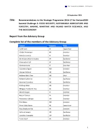 Report from the Advisory Group Complete List of the Members of the Advisory Group
