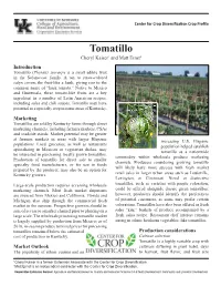 Tomatillo Cheryl Kaiser1 and Matt Ernst2 Introduction Tomatillo (Physalis Ixocarp) Is a Small Edible Fruit in the Solanaceae Family