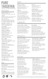 Dine-In Menu