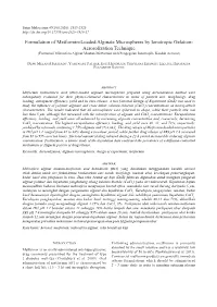 Formulation of Metformin-Loaded Alginate Microspheres By