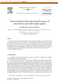 Universal Partial Order Represented by Means of Oriented Trees and Other Simple Graphs