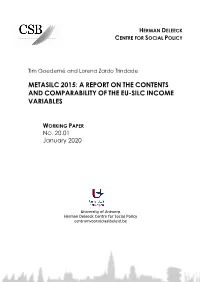 A Report on the Contents and Comparability of the Eu-Silc Income Variables