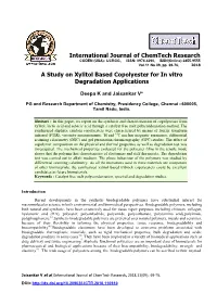 A Study on Xylitol Based Copolyester for in Vitro Degradation Applications